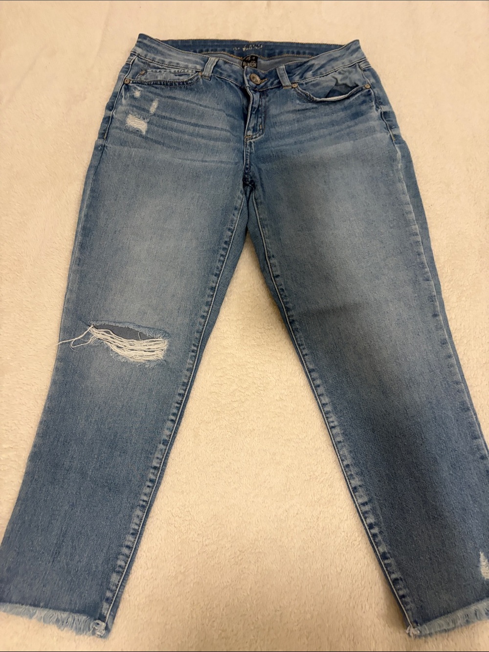 Rewash Light Blue Cropped Distressed Women’s Jeans